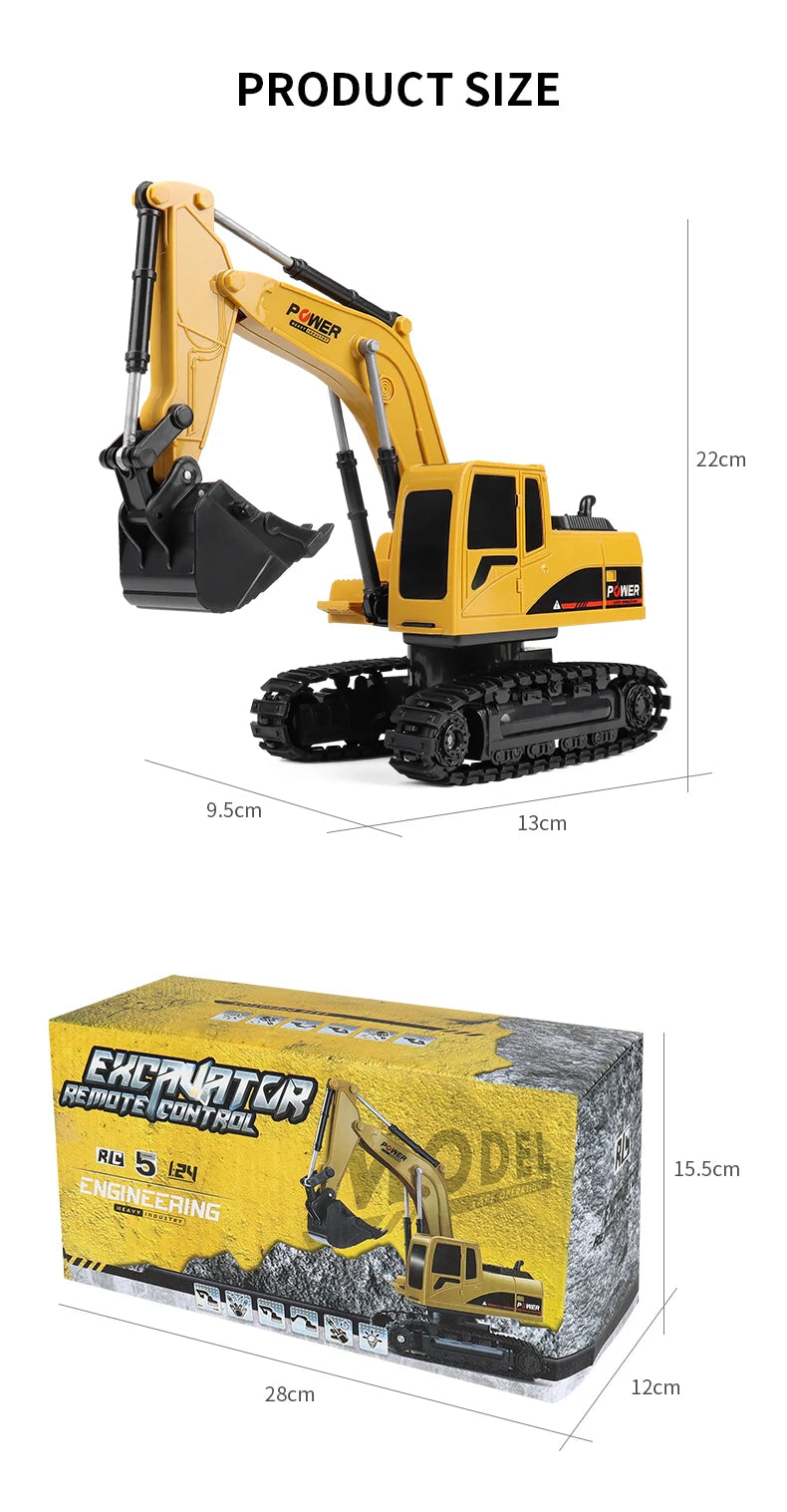2024 New 11CH RC Excavator 1:20 Remote Control Truck 2.4G RC Crawler Engineering Vehicle Excavator Truck Radio Control Toys Gift
