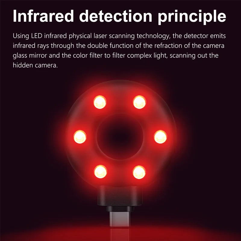 Hidden Camera Detector Portable Mini Mobile Phone USB Alarm Hotel Infrared Anti Surveillance Anti Candid Shooting Pinhole Camera