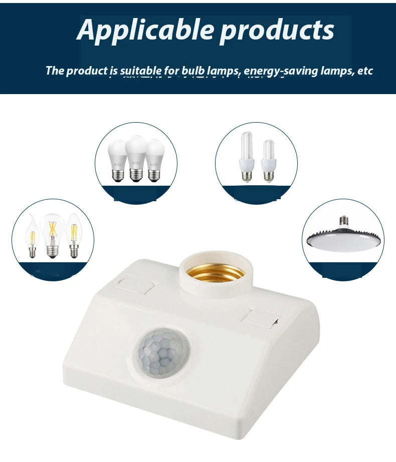 Smart 85V-265V PIR Induction Infrared Motion Sensor E27 LED lamp Base Holder With light Control Switch Bulb Socket Adapter