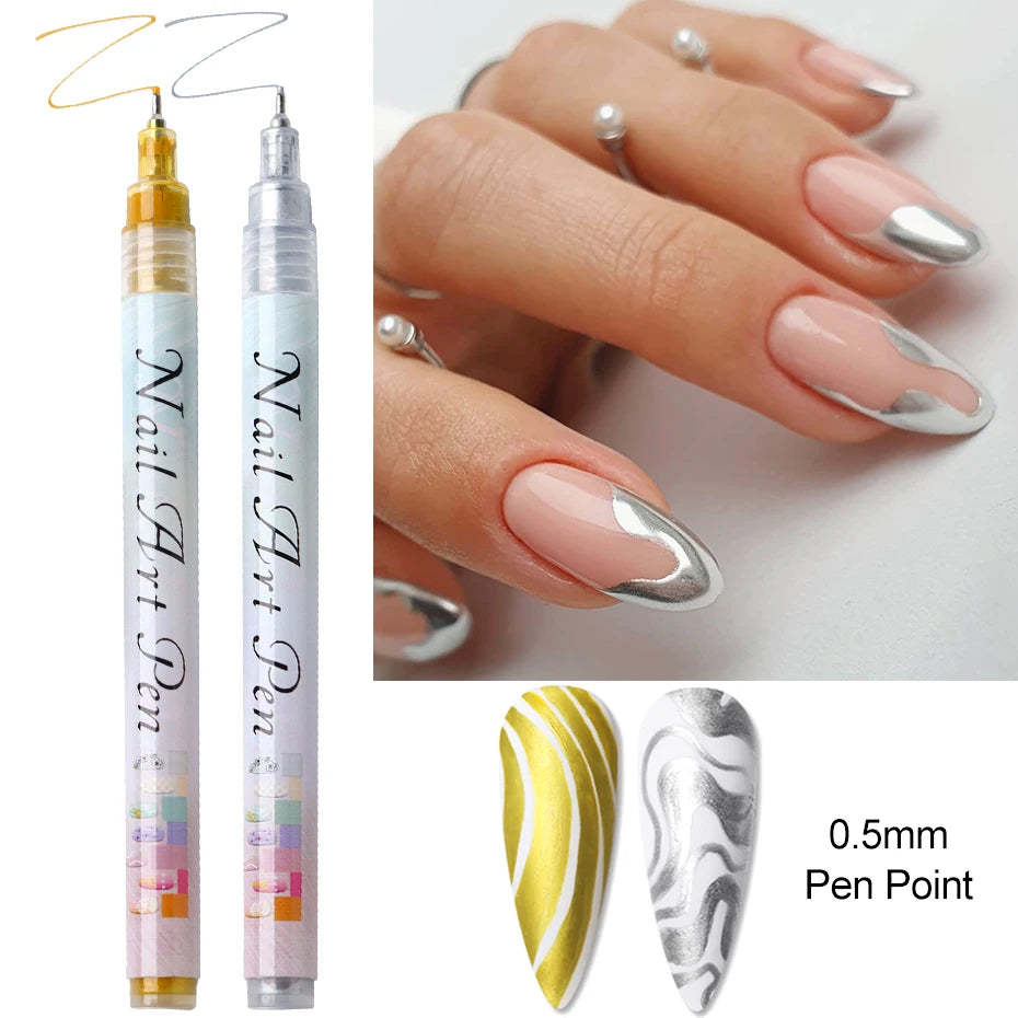12pcs/Set Nail Art Graffiti Pen Nail Marker Drawing Abstract Lines Fine Detail Floral Design Waterproof Nail Painting Manicure