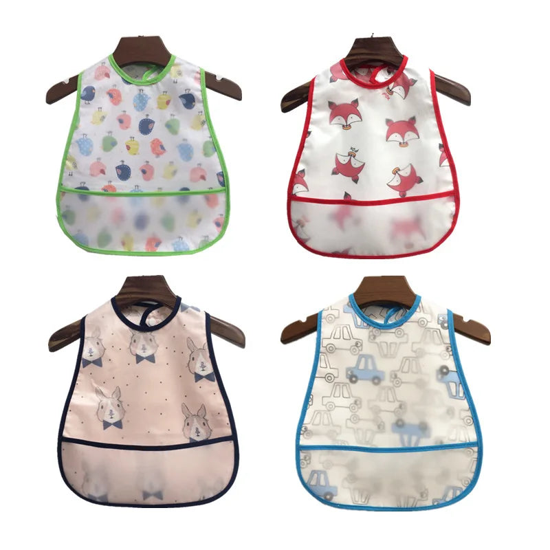 2023New Cartoon Pattern EVA Waterproof Pocket Lunch Feeding Bibs Adjustable Baby Bibs Cute Children Baby Apron Kids Burp Cloths