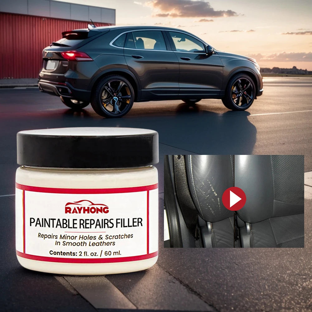 60ml Leather Filling Paste Car Seat Scratch Repair Paste Compound Natural Leather Restoration Cream Crack Burns Holes Filler
