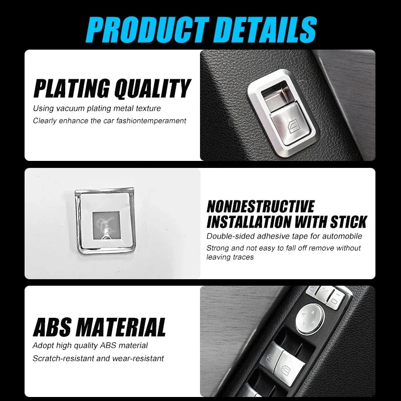 Car Window Lift Button Cover Sticker Switch Panel Styling for Mercedes Benz A B C Class W204 W212 GLA GLK CLA GL ML GLE