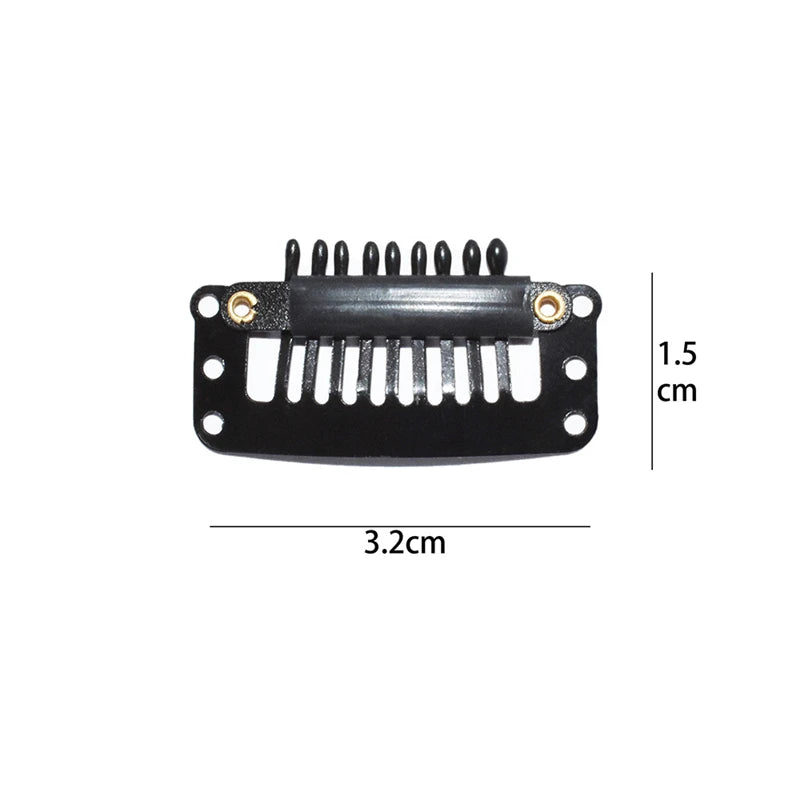 24 Pcs 9-teeth Beige/Brown/Black Hair Extension Clips Hair Extension Wigs Snap Clips Comb Small Snap Wig Accessories Clips