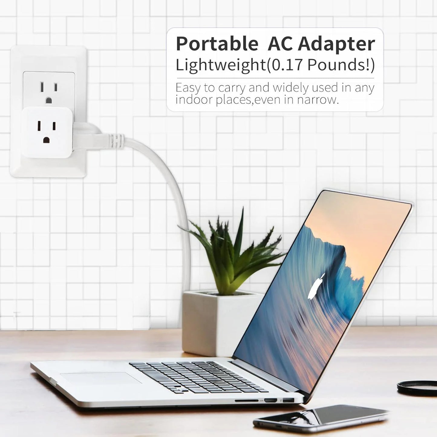 Multiple Plug Outlet Adapter, Multi Plug Outlet Extender, 3 Way Wall Outlet Expander, Small Electrical Outlet Splitter