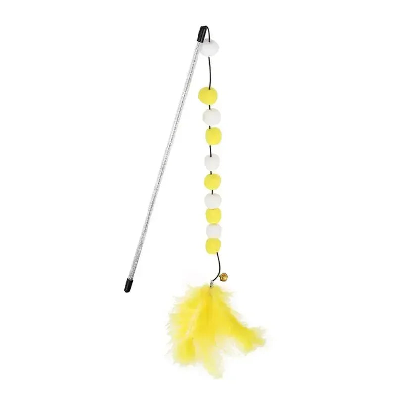 Kitten Cat Teaser Interactive Toy Rod With Bell And Feather Toys For Cats Teaser Interactive Toy Rod Pet Cats Toys Stick