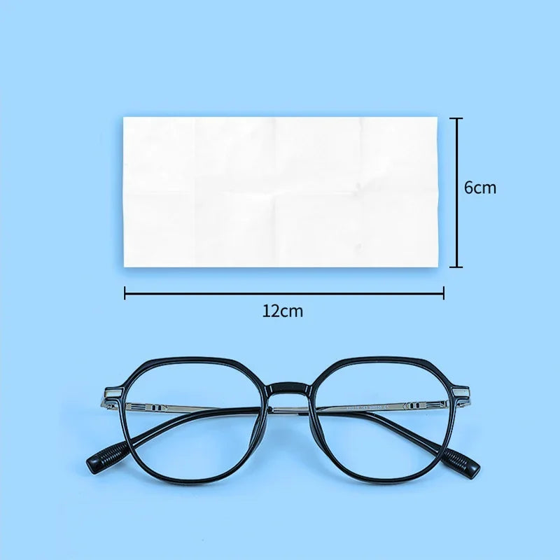 100pcs Glasses Cleaning Lens Wipes Sunglasses Mobile Phone Screen Wipes Pre-Moistened Individually Wrapped No Scratches Stripes