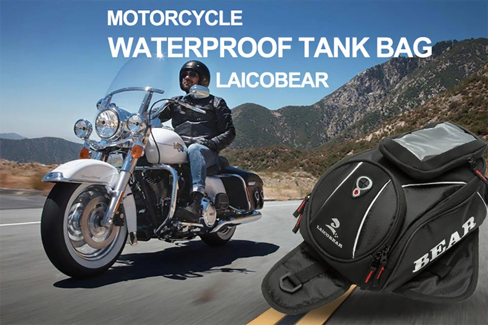 2023 New Strong Magnetic Motorcycle Tank Bags Mobile Phone Navigation Motorbike Oil Tank Bag  Bigger Window Fixed Straps