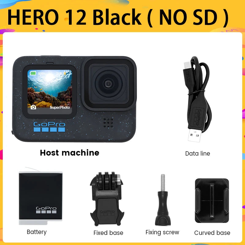 GoPro HERO 12 Black Action Camera HyperSmooth6.0 5.3K60fps Video 27MP Go Pro12 helmet Sport Camera