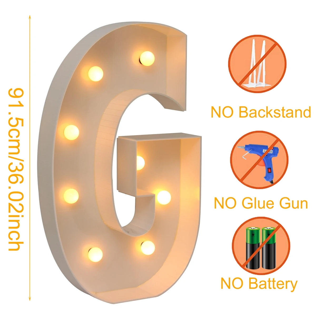 91.5cm Warm Light Up Giant Letter Led Light Frame Box Balloon Filling Box with 10 Lights Birthday Wedding Xmas Decor Baby Shower