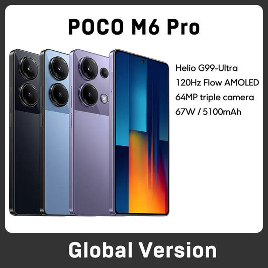 POCO M6 Pro Global Version Smartphone Helio G99 Ultra NFC 64MP Triple Camera 6.67'' 120Hz Flow AMOLED DotDisplay 67W Charging