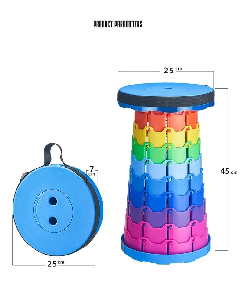 Popular Lightweight Plastic Folding Stool Portable Rainbow Folding Expandable Stool and Space Saving Furniture