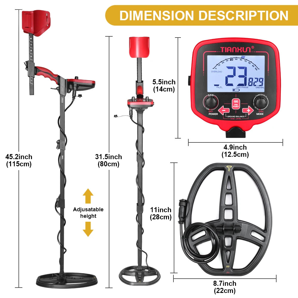 Metal Detector TX-850L Gold Metal Detector High Performance Underground Metal Detector Finder Treasure Hunter Gold Prospector