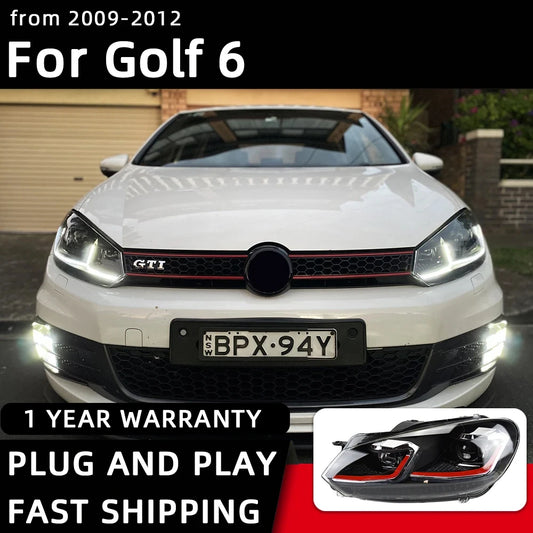 Car Styling Headlights for VW Golf 6 MK6 jetta R20 Black Samurai Style LED Headlight 2009-2012 Head Lamp DRL Signal Projector