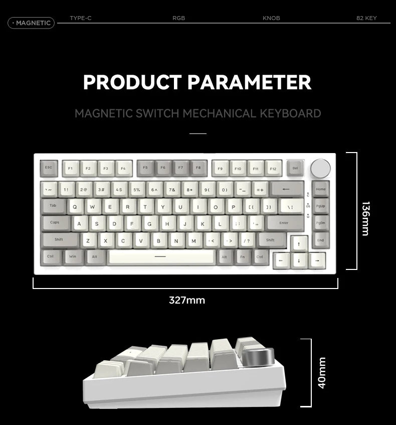 Attack Shark K85 Mag Customisable Mechanical Keyboard,Magnetic Switch,Hot-swappable,Metal Knobs,Suitable for FPS. games,Win&Mac