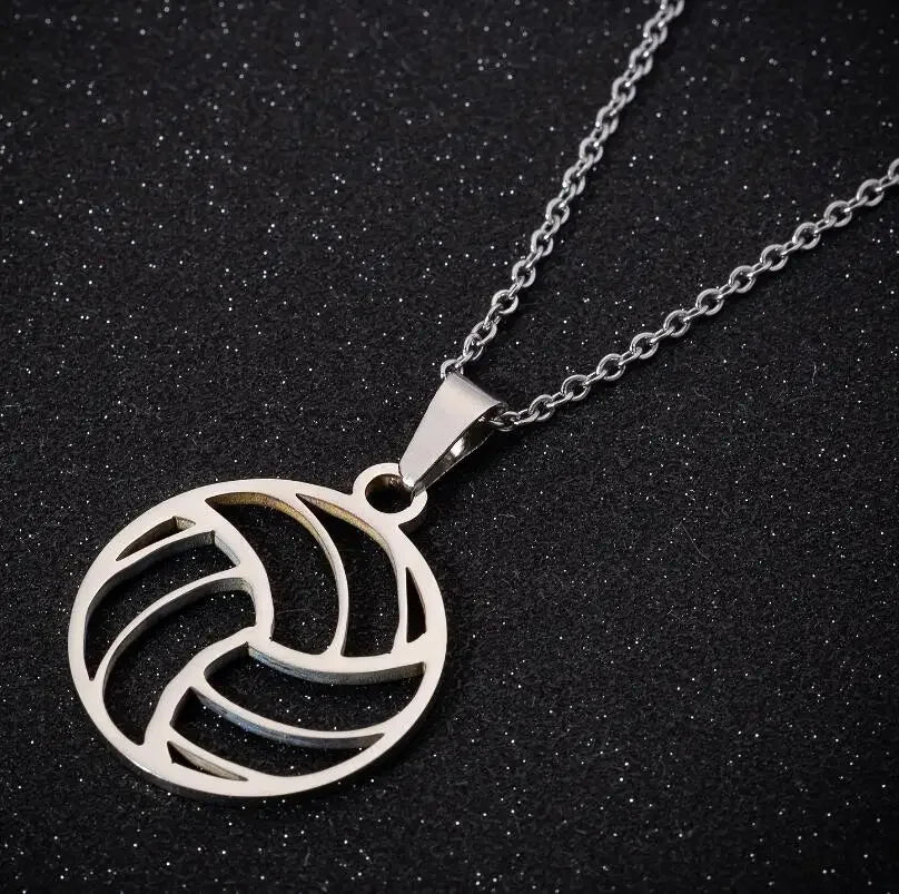 Stainless Steel Necklaces Beach Volleyball Hollow Ball Pendant Chain Collar Fashion Necklace for Women Men Jewelry Party Gifts