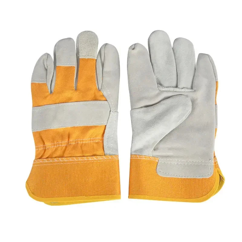 Cowhide Split Leather Work Gloves Welding Hunting Driving Farm Garden Security Protection Heavy Duty Truck Driving Gloves
