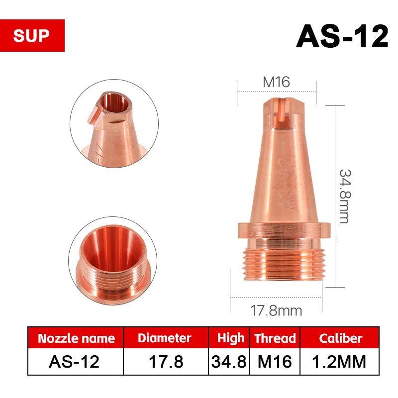 M16 SUP Laser Welding Nozzle AS-12 BS-16 CS-12 DS ES-12 FS-16 Cutting Nozzle Wire Feed Nozzles for Handheld SUP Laser Welder
