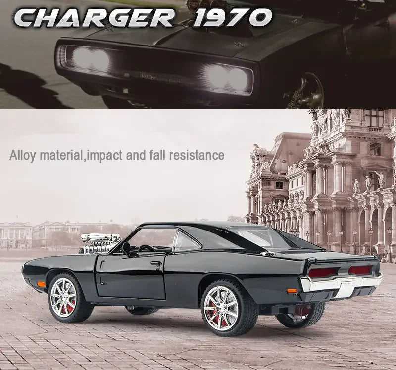 New 1:24 Challenger 1970 Fast & Furious 7 Alloy Car Model Diecasts Toy With Sound and Light Vehicles Decoration Toy For Kid Gift