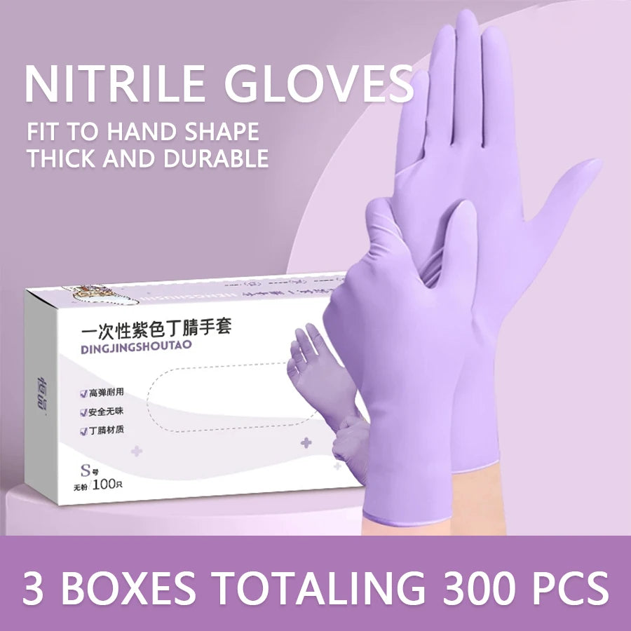 20-300pcs Nitrile Exam Gloves Disposable Purple Lilac Glove Food Grade Sterile Powder Free Protection Gloves for Cooking Clean