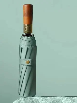 10 Bone Log Handle Automatic Rain Umbrella, Vintage Style Foldable UV Protection, For Men And Women, Suitable For Many Occasions