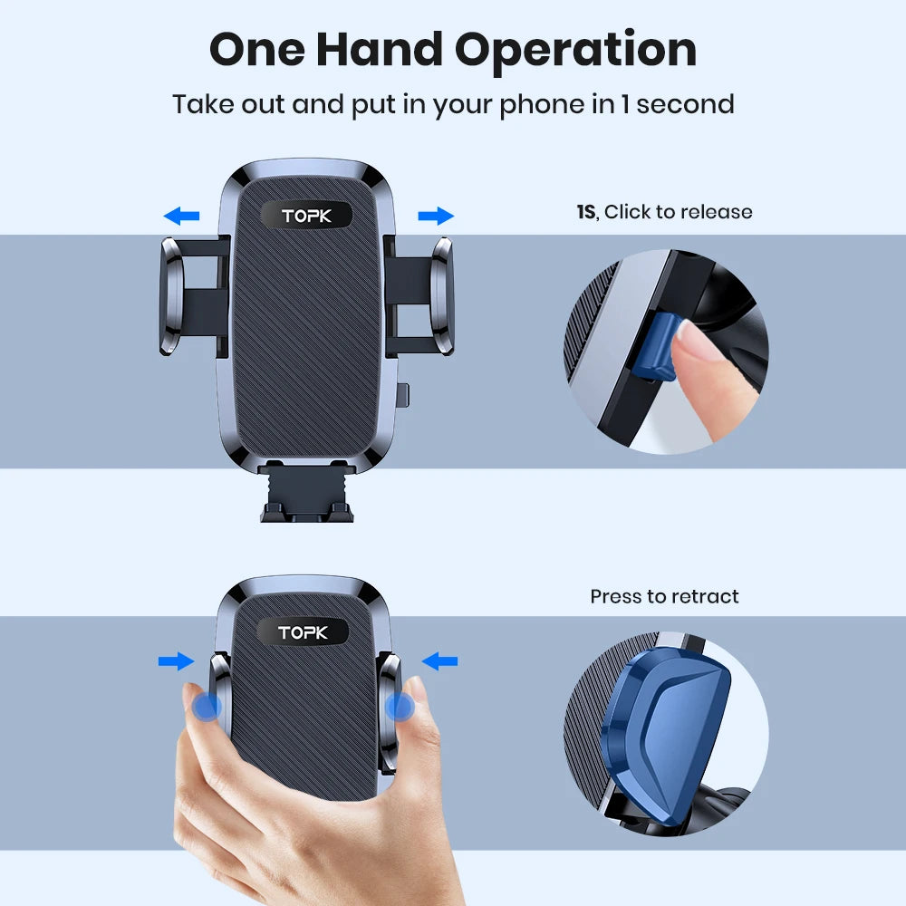 TOPK D36-S Car Phone Holder Mount, [Upgraded Support Function] Metal Hook Cell Phone Holder For Car Air Vent for All Phones