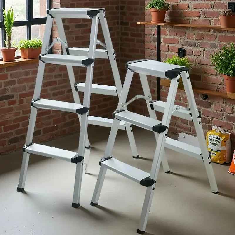 Double Sided Aluminum Folding Step Ladder Lightweight Anti Slip A Frame Stool Portable Climbing Ladder for Indoor Household Use