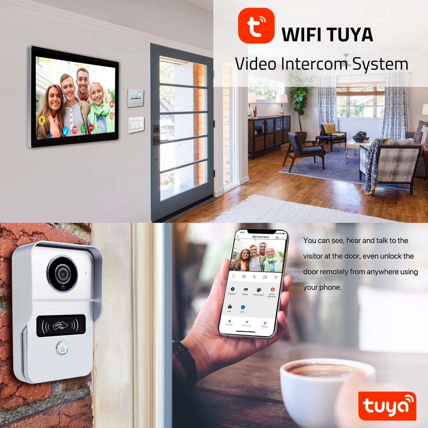 2 Wire Digital Video Intercom System 10.1 Inch Wireless WIFI Monitor 1080P Doorphone Camera Video Doorbell Card Tuya App Unlock