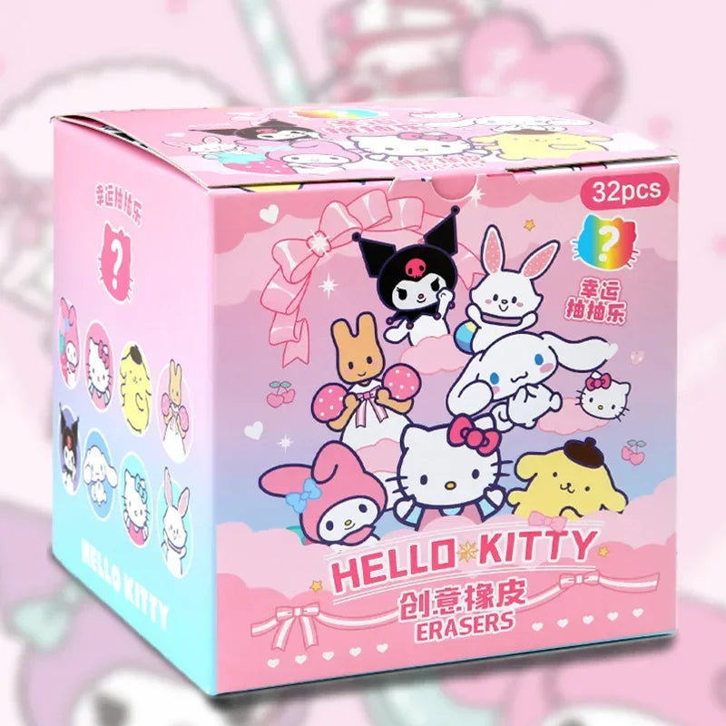 Sanrio Cartoon Eraser Rubber 32pcs Kawaii Students Stationery Kuromi Hello Kitty 3D Eraser Clean Tools School Children Gifts