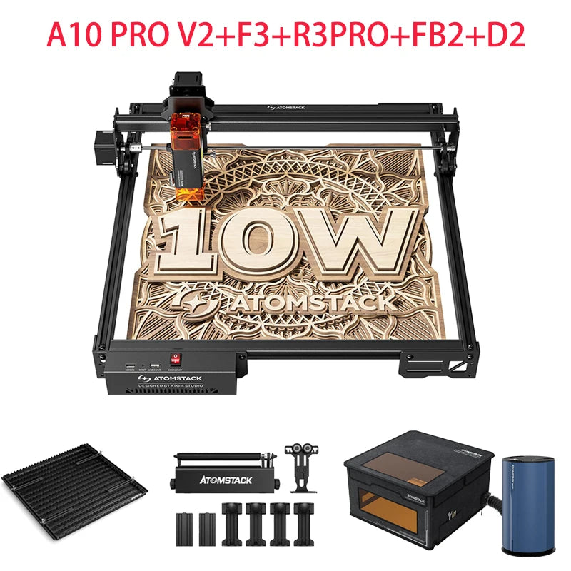 ATOMSTACK A10 PRO V2 Laser Engraver Cutter 10000mW Laser Class 4 400 x400mm 24000mm/min Fast Speed PC Phone App Control