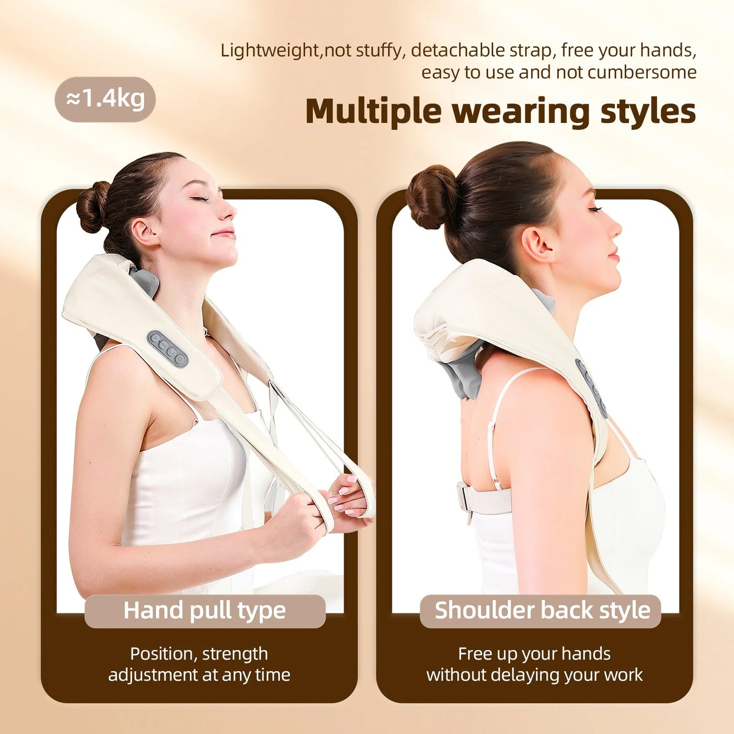 Foreverlily Neck And Shoulder Massager Wireless Neck And Back Shiatsu Kneading Massager Neck Cervical Relaxing Massage Shawl