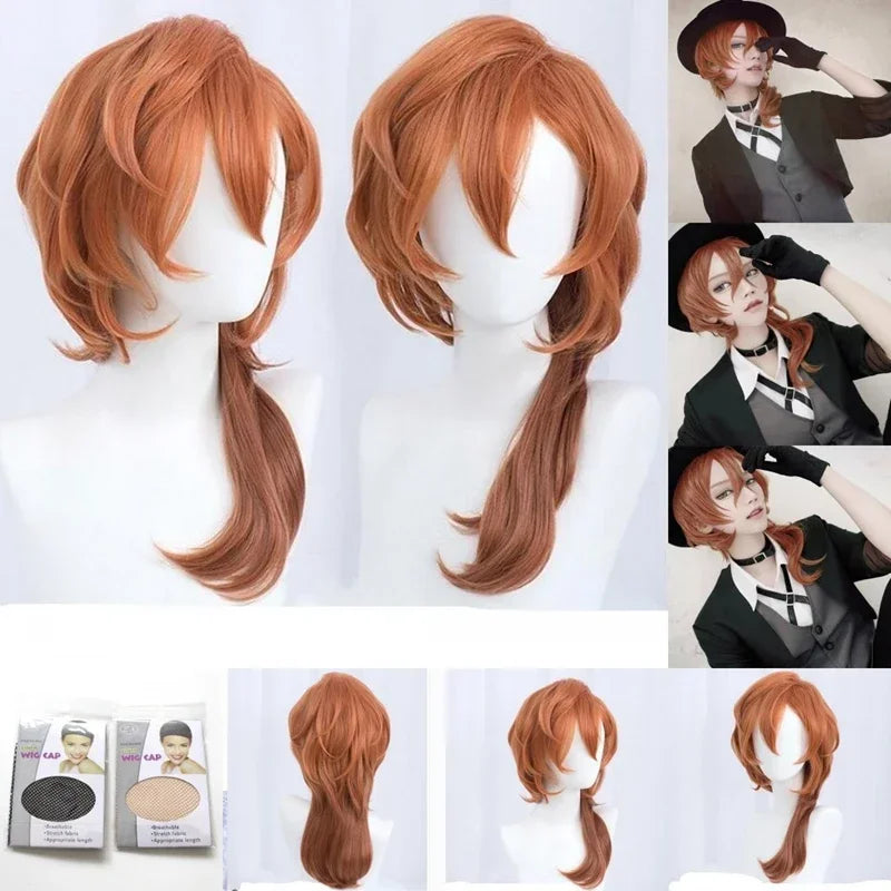 High Quality Anime Bungo Stray Dogs Chuya Nakahara Chuuya Cosplay Wig Heat Resistant Synthetic Hair Wigs