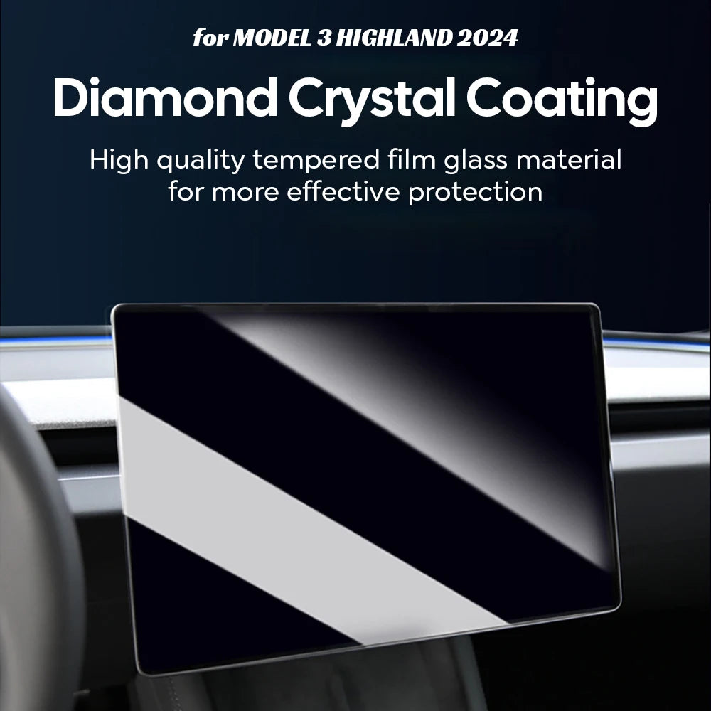 Tempered Glass Film Protector for New Tesla Model Y Launch 2025 Model 3 Highland 2024 Rear Row Center Control Screen Protective