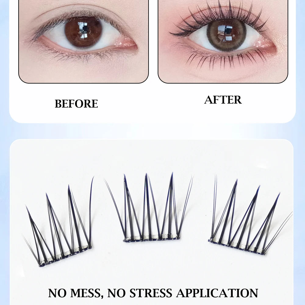 No Glue Needed Idol False Eyelashes Large Capacity 7-9mm Self Adhesive Eyelashes DIY Lash Extension Korean Makeup Cluster Lashes