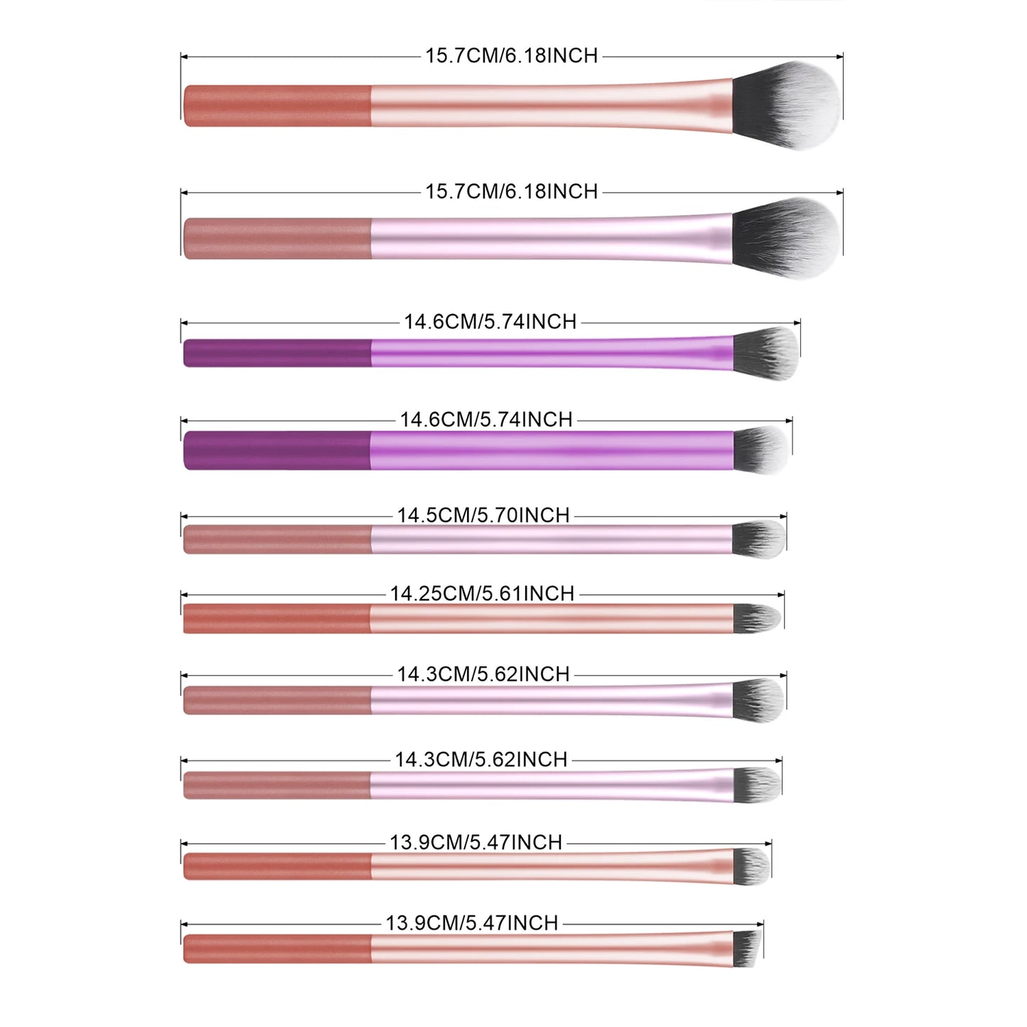 10 professional makeup brush set, portable small long tube, multi-functional face and eye makeup tools, daily makeup