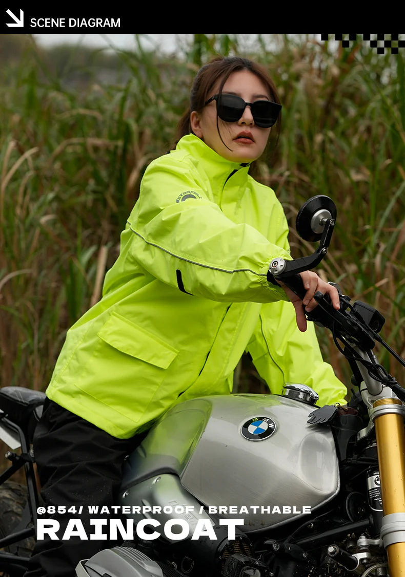Star Field Knight Black Motorcycle Rider Raincoat Suit Men Women Riding Waterproof Clothes Raincoat Rainpants Split 2Pcs/set