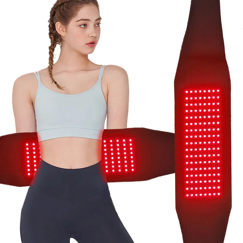 Red Light Therapy Pad, 660nm&850nm Infrared Red Light Therapy Belt with Vibration & Pulse for Shoulder Waist Muscle Pain Relief