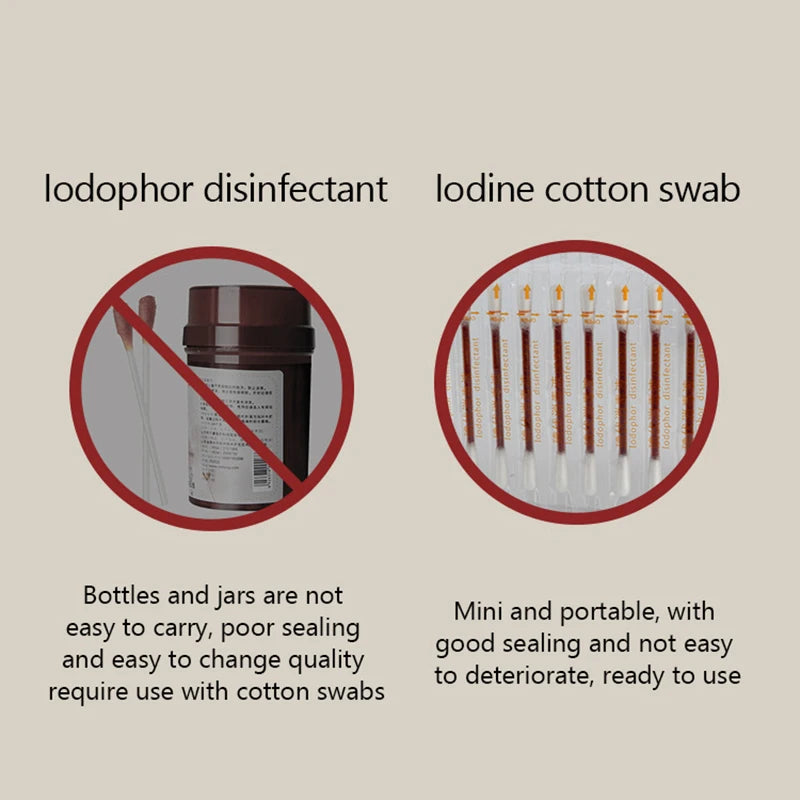 50PCS/Lot Medical Alcohol Disposable Emergency Cotton Stick Iodine Disinfected Swab First Aid For Children Adults Baby