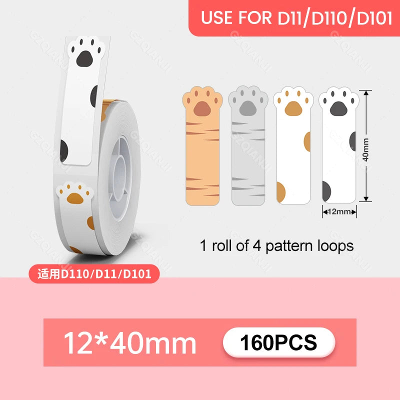 Niimbot D110 D11 Label printer paper Waterproof Anti-Oil Price Label Sticker Transparent Pure Color Label thermal Sticker Paper