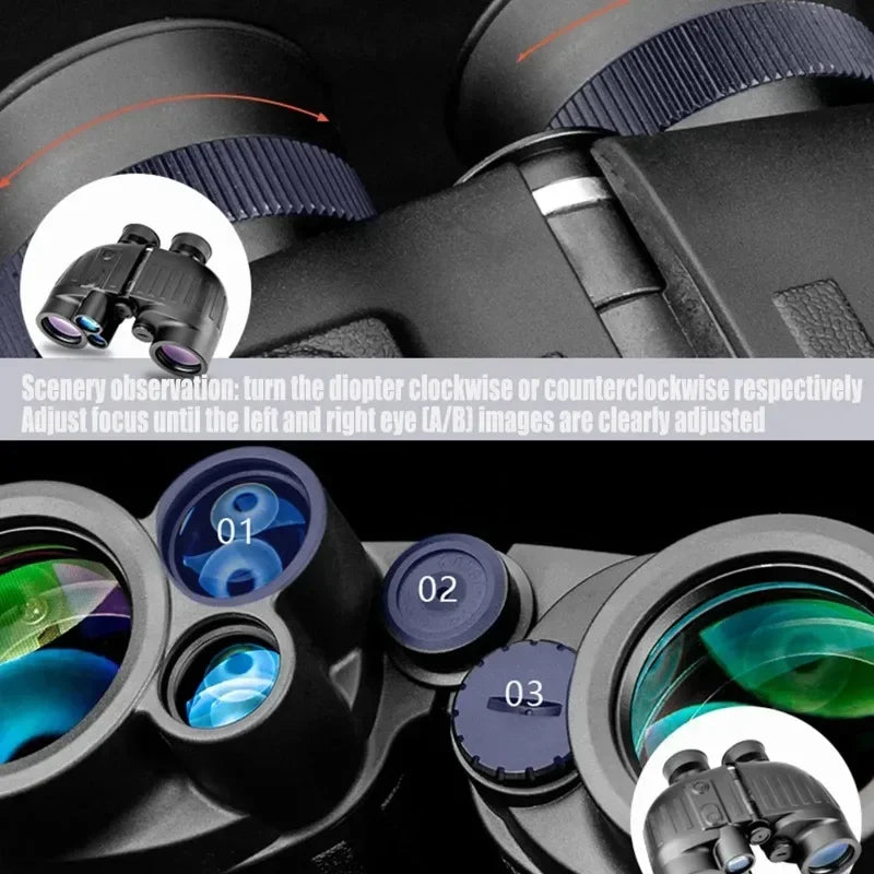1500m Marine Binoculars for Adults 8x40 with Rangefinder and Compass IP65 Waterproof Marine UHD Binoculars Field of View 8°,