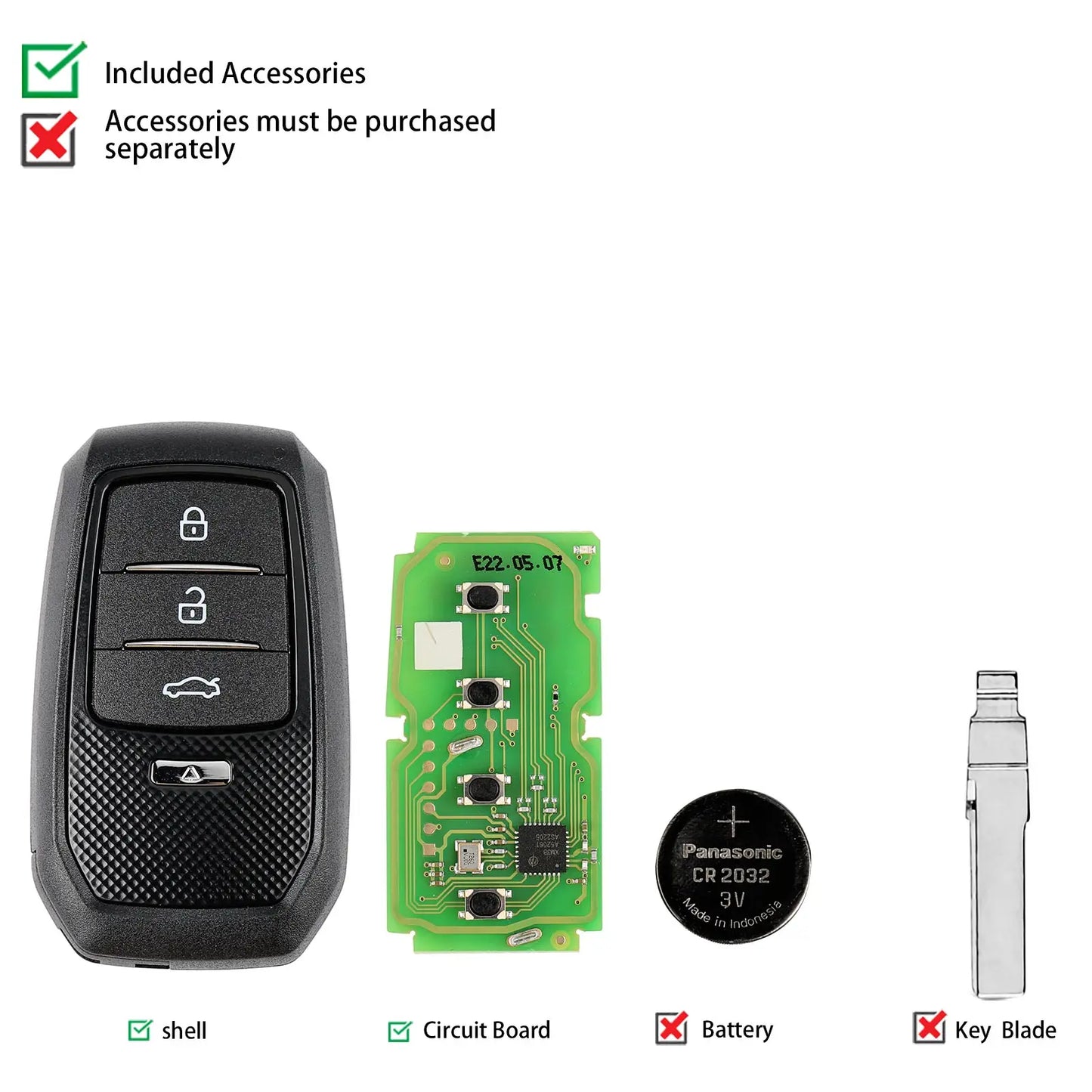 1PCS/LOT Xhorse XSTO01EN TOY.T for Toyota XM38 Smart Key with Key Shell Support 4D 8A 4A