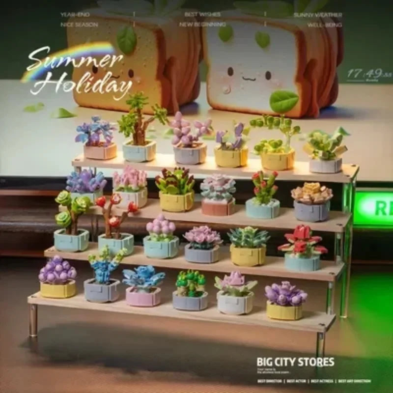 Succulent Flower Plant Potted Building Blocks Cute Flower Ornament Assembling Toys Assembling Toys Birthday Gift