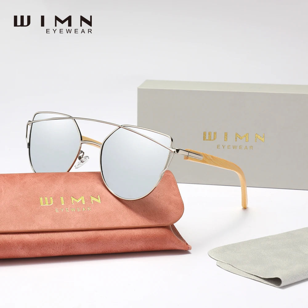 WIMN Handmade Sunglasses Brand Design Original Wooden Bamboo Glasses Women's Glasses