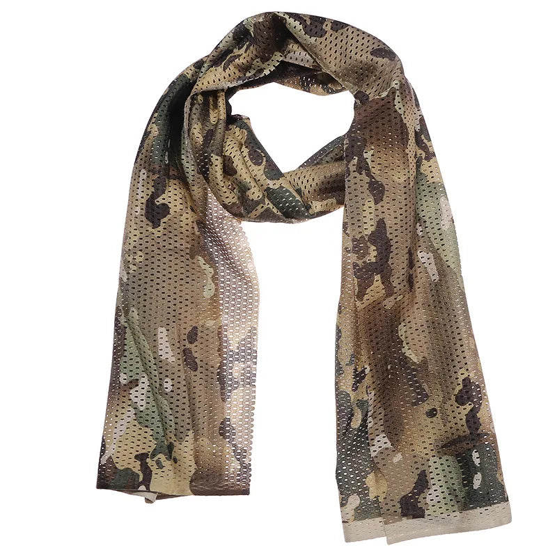 Large Camouflage Scarf Sniper Hunter Mesh Face Scarf Men Riding Cycling Veil Camping Hunting Fishing Hiking Scarves
