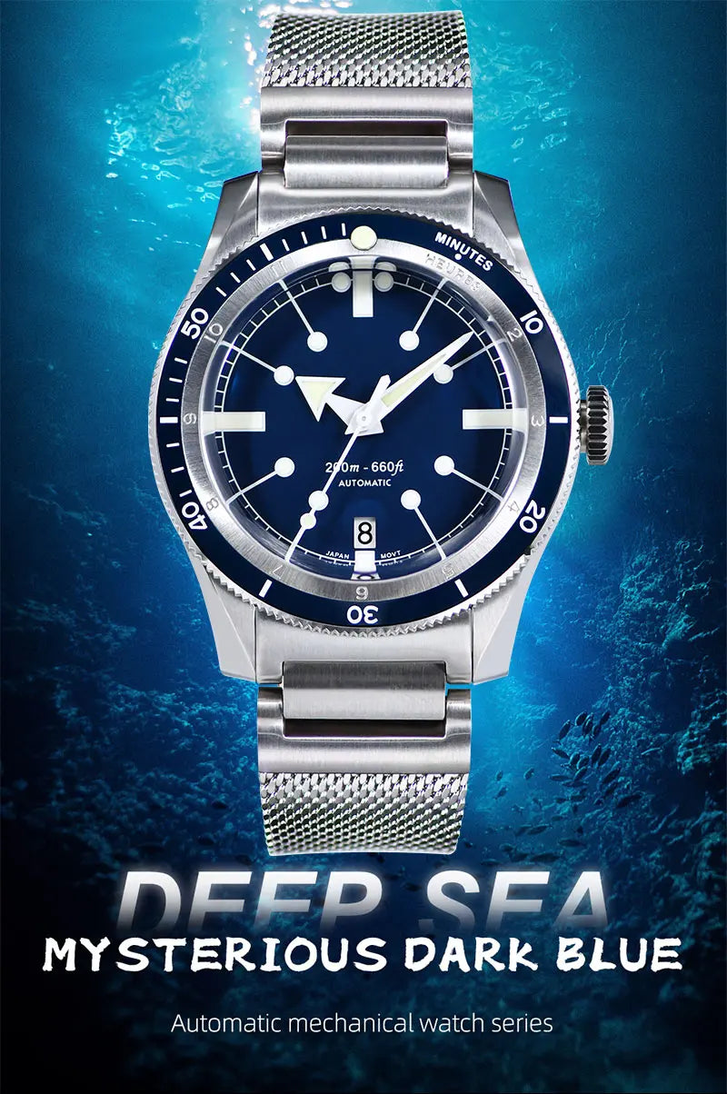 SEA KNIGHT Men Diving Watch 200M Waterproof C3 Luminous 316L Steel Mesh Belt Sapphire Crystal NH35A Automatic Mechanical Watch