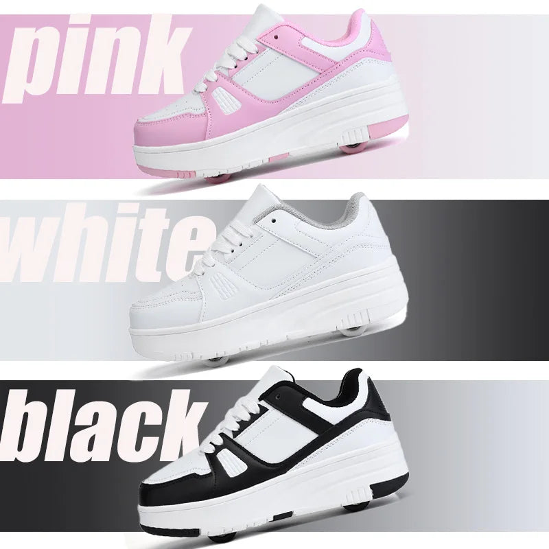 Children's Roller Skate Shoes Student Inline Skating Shoes grils 4-Wheel Deformation Boy's Skating Shoes