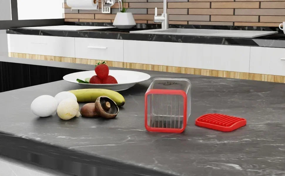 Strawberry Slicer - Fruit Slicer with Container - Pro Soft Food Chopper - Detachable Fruit Cutter Chopp gadget