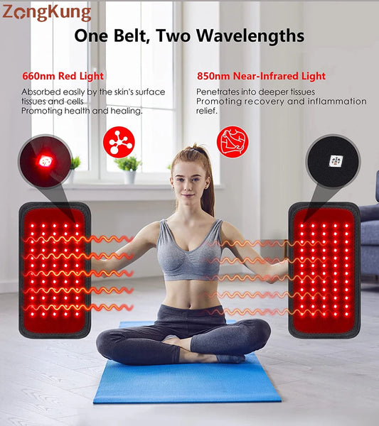 ZONGKUNG Red Light Infrared Therapy Device for Recovery Muscle Pain Fat Loss 850nm 660nm Light Wave for Neck Waist Knee Arm Belt