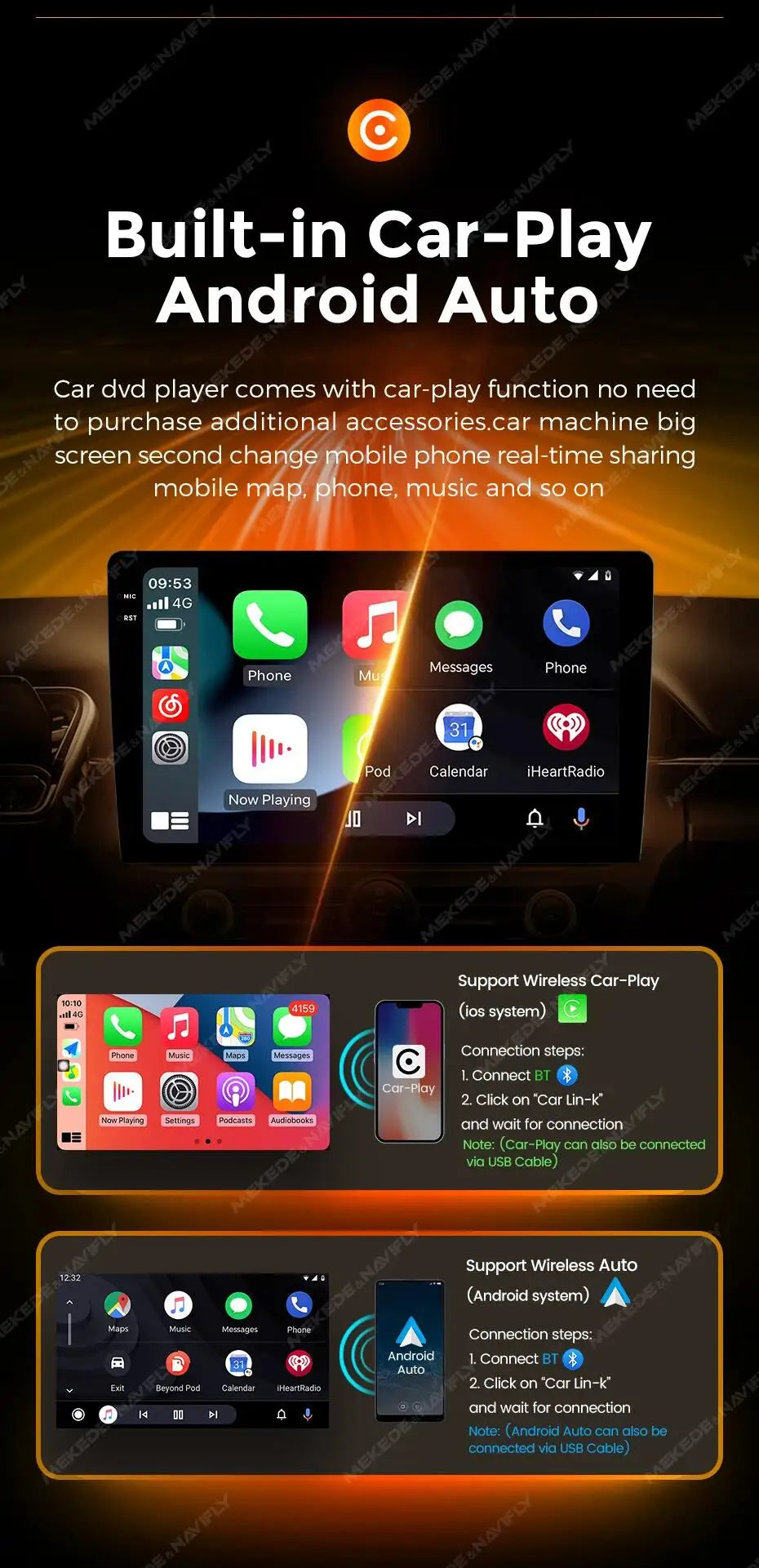 MEKEDE New Android System 7862 8Core DSP Car Multimedia for VW Toyota Universal Autoradio with Carplay RDS GPS BT 4G LTE 5G Wifi