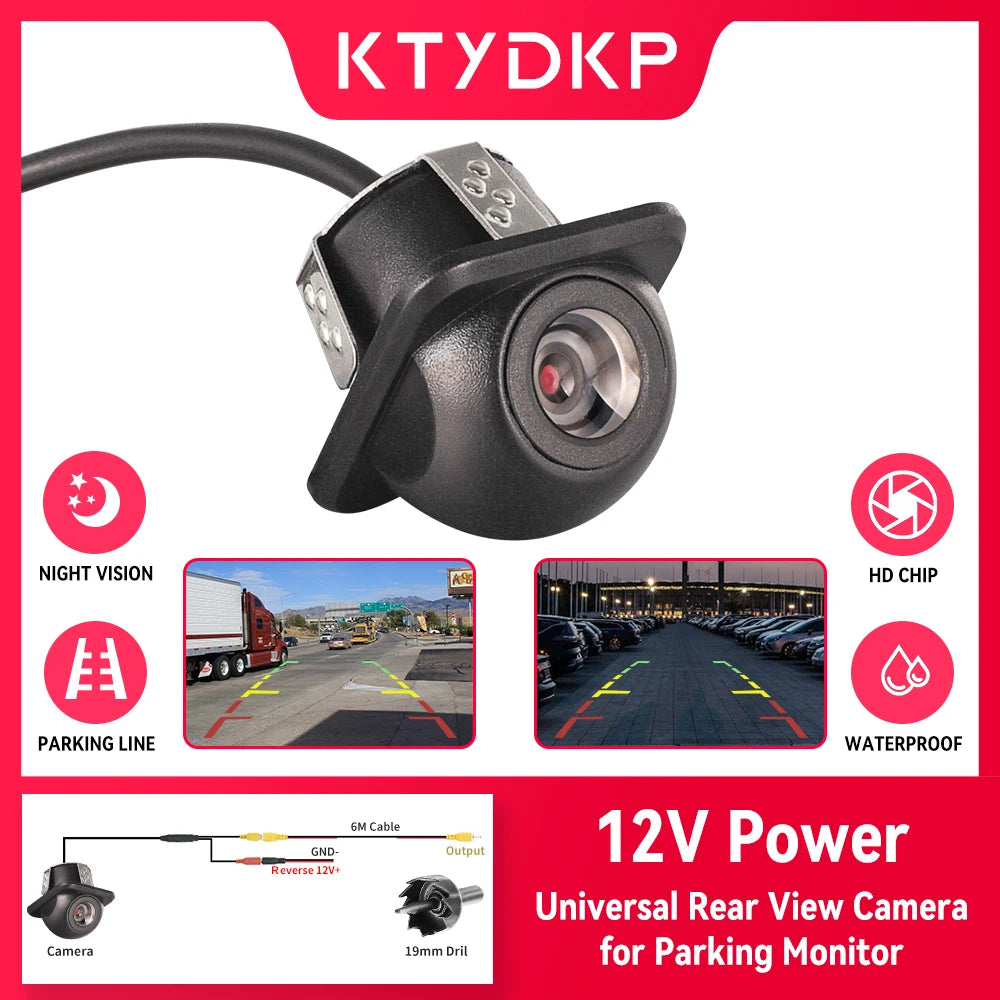 KTYDKP Universal Car Rear View Camera Waterproof Auto Parking Assistance Car Reverse Camera for Parking Monitoring